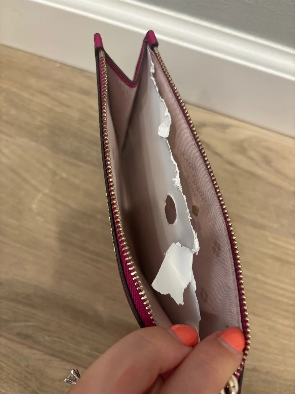 kate spade hot pink pebbled leather wristlet